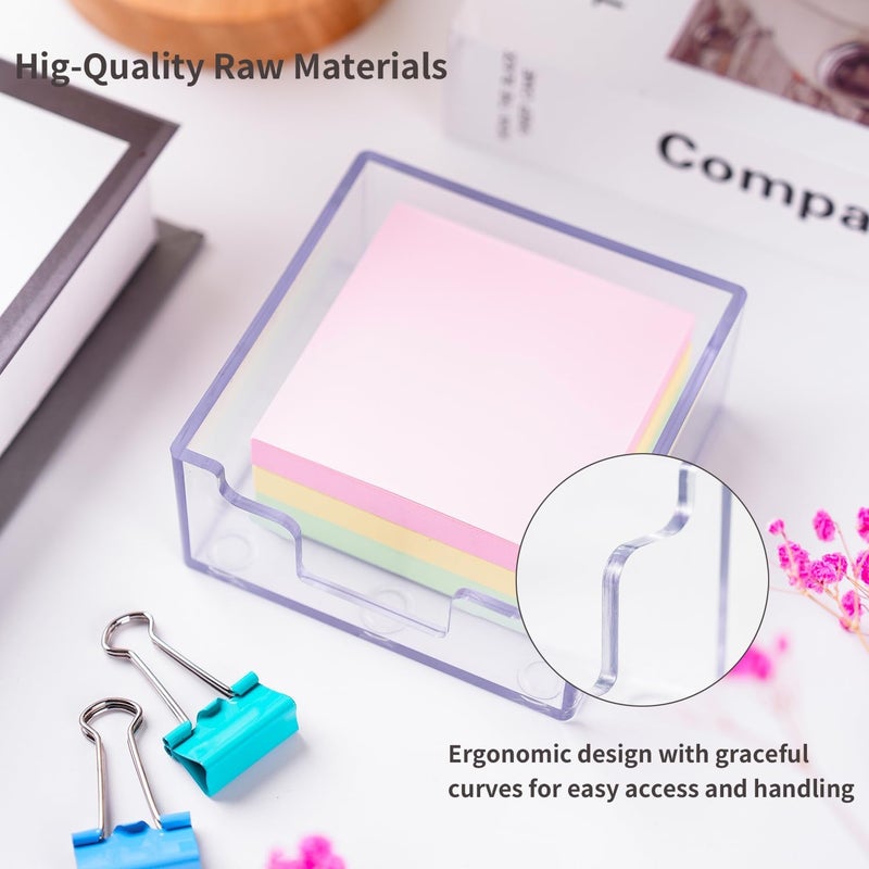 Dueecasebit Sticky Notes Holder， Clear Acrylic 3.9" x 3.9" Post it Note Holder Dispenser for Desk, Computer Screen, Classroom Office Organizer, Light Blue - Image 2